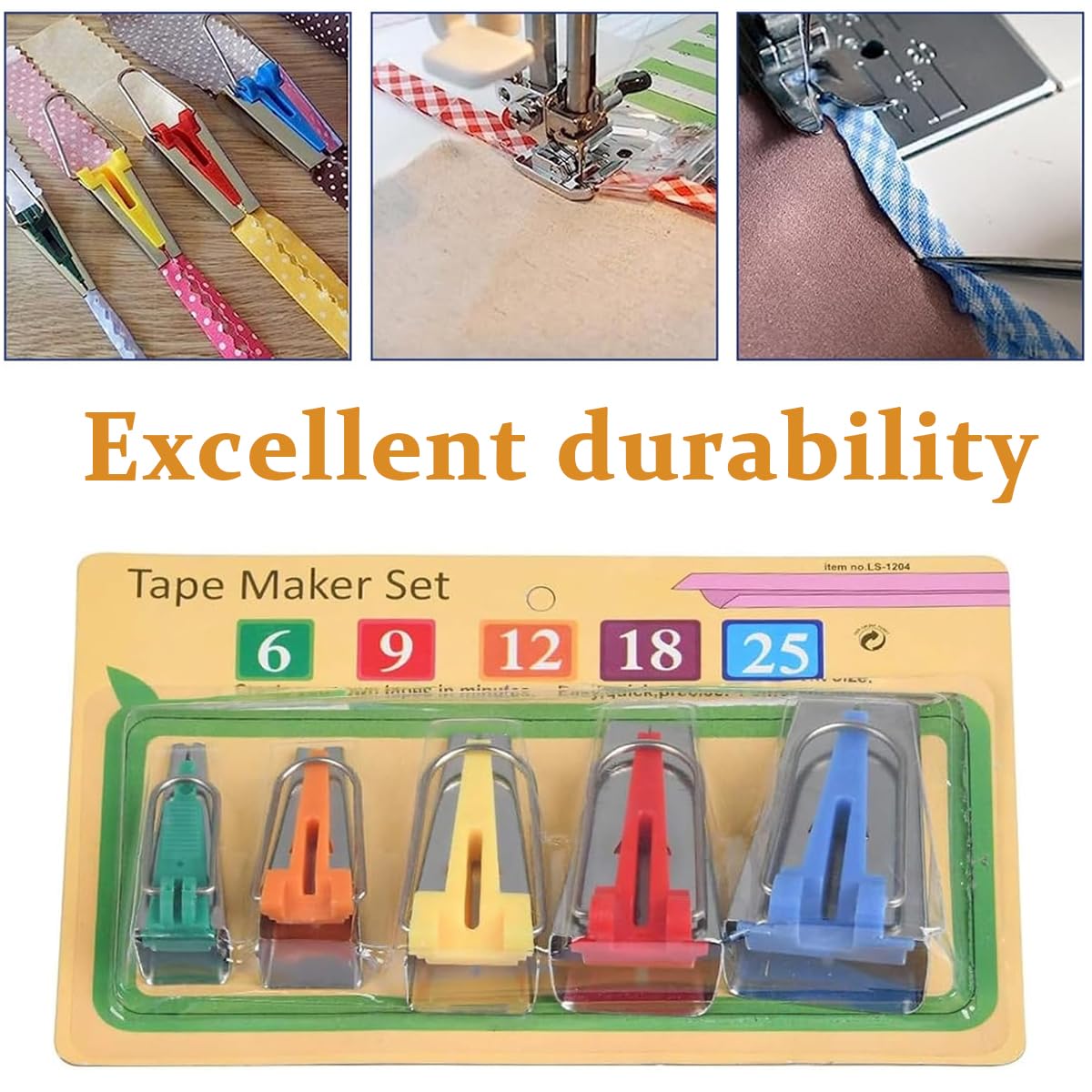 HASTHIP Bias Tape Maker Set of 5 Sizes 5 Sizes 1/4 HASTHIP Bias Tape Maker Set of 5 Sizes 5 Sizes 1/4